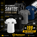 Kit 4 Camisas Masculinas TechFit Malha Fria Anti-Suor Proteção Solar Santos