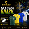 Kit 4 Camisas Masculinas TechFit Malha Fria Anti-Suor Proteção Solar Seleção Brasileira