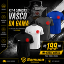 Kit 4 Camisas Masculinas TechFit Malha Fria Anti-Suor Proteção Solar Vasco Cruz