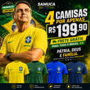 Kit Bolsonaro 4 Camisas Masculinas TechFit Malha Fria Anti-Suor Proteção Solar Seleção Brasileira