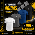 Kit 4 Camisas Masculinas TechFit Malha Fria Anti-Suor Proteção Solar Adidas