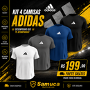 Kit 4 Camisas Masculinas TechFit Malha Fria Anti-Suor Proteção Solar Adidas