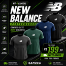 Kit 4 Camisas Masculinas TechFit Malha Fria Anti-Suor Proteção Solar New Balance