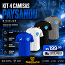 Kit 4 Camisas Masculinas TechFit Malha Fria Anti-Suor Proteção Solar Paysandu