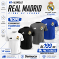 Kit 4 Camisas Masculinas TechFit Malha Fria Anti-Suor Proteção Solar Real Madrid