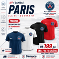 Kit 4 Camisas Masculinas TechFit Malha Fria Anti-Suor Proteção Solar Paris Saint-Germain - PSG