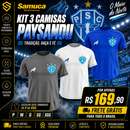 Kit 3 Camisas Masculinas TechFit Malha Fria Anti-Suor Proteção Solar Paysandu
