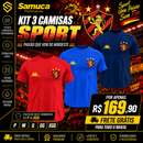 Kit 3 Camisas Masculinas TechFit Malha Fria Anti-Suor Proteção Solar Sport REF02