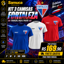 Kit 3 Camisas Masculinas TechFit Malha Fria Anti-Suor Proteção Solar Fortaleza