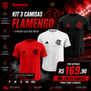 Kit 3 Camisas Masculinas TechFit Malha Fria Anti-Suor Proteção Solar Mengão CRF