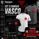 Kit 3 Camisas Masculinas TechFit Malha Fria Anti-Suor Proteção Solar Vasco Cruz