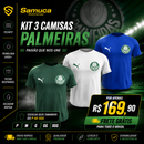 Kit 3 Camisas Masculinas TechFit Malha Fria Anti-Suor Proteção Solar Palmeiras