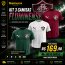 Kit 3 Camisas Masculinas TechFit Malha Fria Anti-Suor Proteção Solar Fluminense