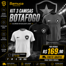 Kit 3 Camisas Masculinas TechFit Malha Fria Anti-Suor Proteção Solar Botafogo