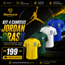Kit 4 Camisas Masculinas TechFit Malha Fria Anti-Suor Proteção Solar Seleção Brasileira Jordan