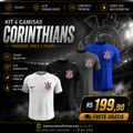 Kit 4 Camisas Masculinas TechFit Malha Fria Anti-Suor Proteção Solar Corinthians