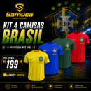 Kit 4 Camisas Masculinas TechFit Malha Fria Anti-Suor Proteção Solar Seleção Brasileira