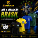 Kit 4 Camisas Masculinas TechFit Malha Fria Anti-Suor Proteção Solar Seleção Brasileira