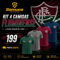Kit 4 Camisas Masculinas TechFit Malha Fria Anti-Suor Proteção Solar Fluminense