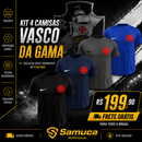 Kit 4 Camisas Masculinas TechFit Malha Fria Anti-Suor Proteção Solar Vasco Cruz