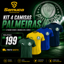 Kit 4 Camisas Masculinas TechFit Malha Fria Anti-Suor Proteção Solar Palmeiras