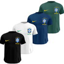 Kit 4 Camisas Masculinas TechFit Malha Fria Anti-Suor Proteção Solar Seleção Brasileira