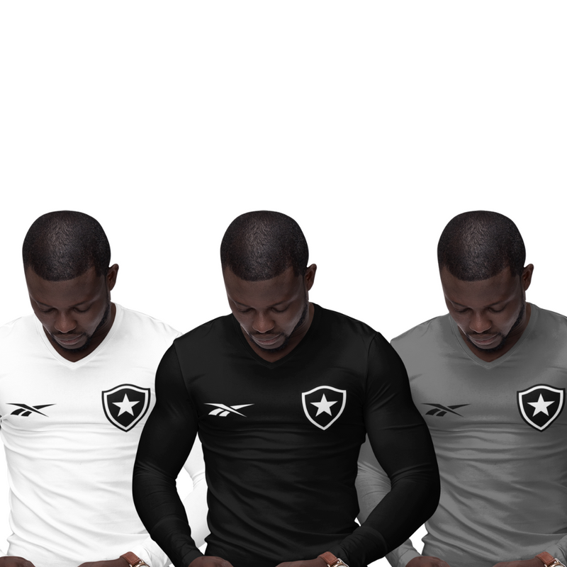 Kit 3 Camisas Térmicas Masculinas Tecido Ice Malha Fria com Proteção UV Fator 50+ Botafogo