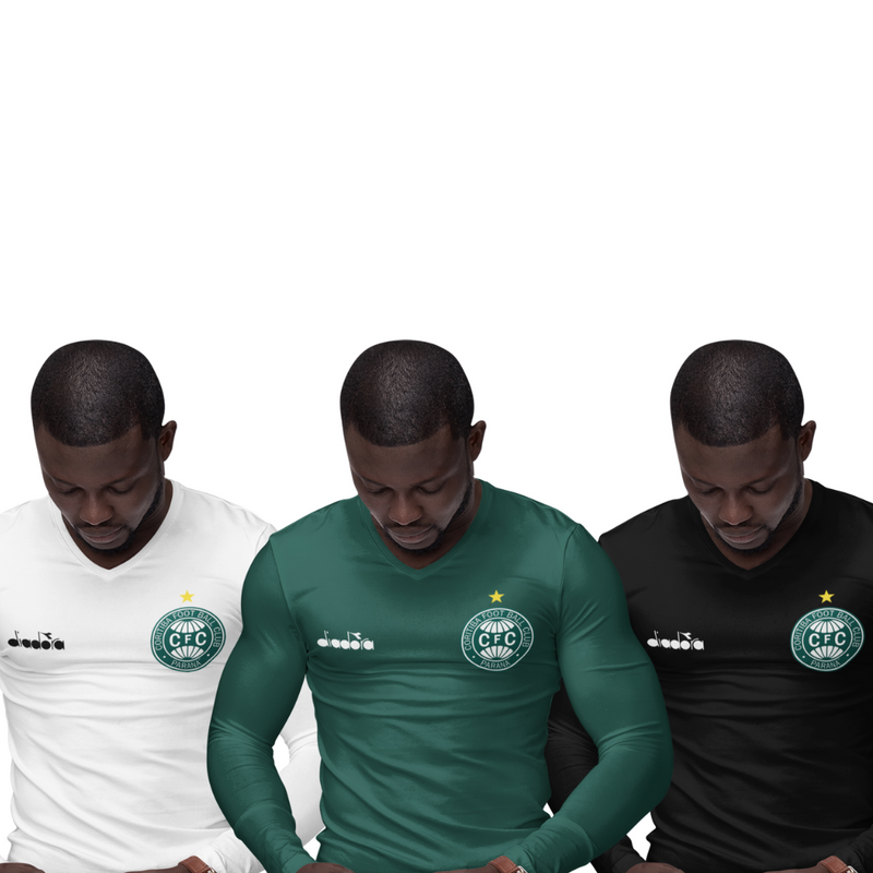 Kit 3 Camisas Térmicas Masculinas Tecido Ice Malha Fria com Proteção UV Fator 50+ Coritiba