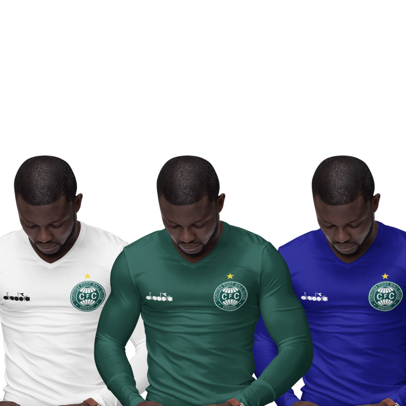Kit 3 Camisas Térmicas Masculinas Tecido Ice Malha Fria com Proteção UV Fator 50+ Coritiba
