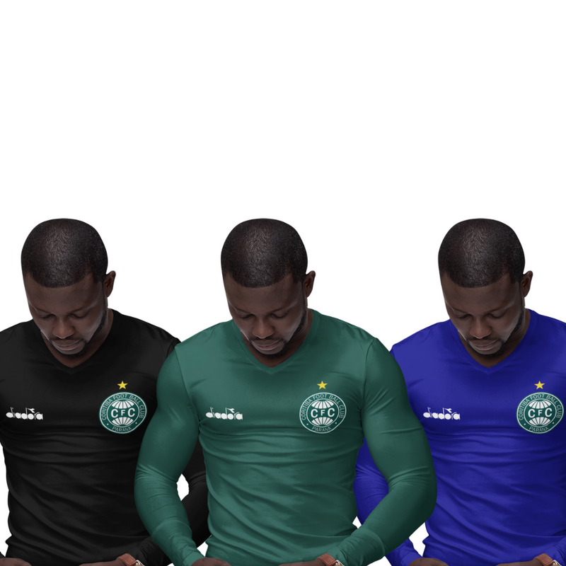 Kit 3 Camisas Térmicas Masculinas Tecido Ice Malha Fria com Proteção UV Fator 50+ Coritiba