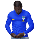 Camisa Manga Longa Térmica Masculina Tecido Ice Malha Fria com Proteção UV Fator 50+ Seleção Brasileira