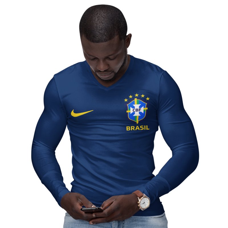 Camisa Manga Longa Térmica Masculina Tecido Ice Malha Fria com Proteção UV Fator 50+ Seleção Brasileira