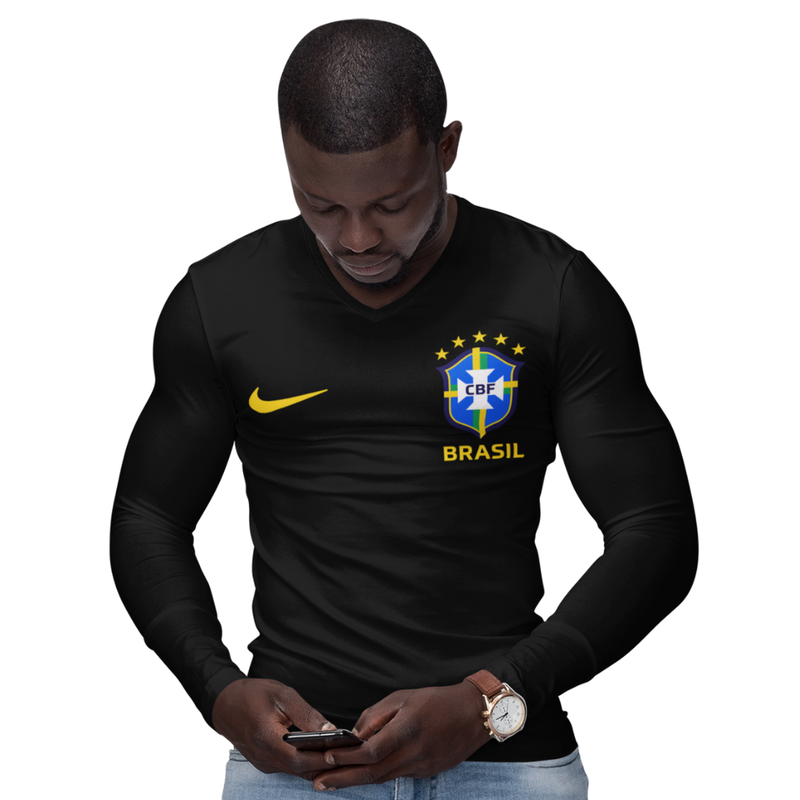 Camisa Manga Longa Térmica Masculina Tecido Ice Malha Fria com Proteção UV Fator 50+ Seleção Brasileira