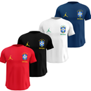 Kit 4 Camisas Masculinas TechFit Malha Fria Anti-Suor Proteção Solar Seleção Brasileira Jordan