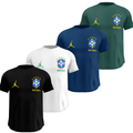 Kit 4 Camisas Masculinas TechFit Malha Fria Anti-Suor Proteção Solar Seleção Brasileira Jordan
