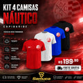 Kit 4 Camisas Masculinas TechFit Malha Fria Anti-Suor Proteção Solar Náutico