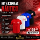 Kit 4 Camisas Masculinas TechFit Malha Fria Anti-Suor Proteção Solar Náutico