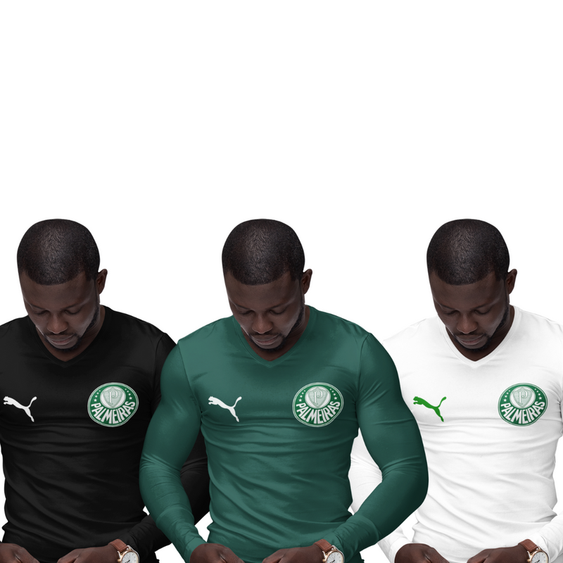 Camisa Térmica Masculina Tecido Ice Malha Fria com Proteção UV Fator 50+ Palmeiras