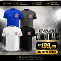 Kit 4 Camisas Masculinas TechFit Malha Fria Anti-Suor Proteção Solar Corinthians