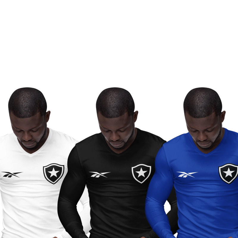 Kit 3 Camisas Térmicas Masculinas Tecido Ice Malha Fria com Proteção UV Fator 50+ Botafogo