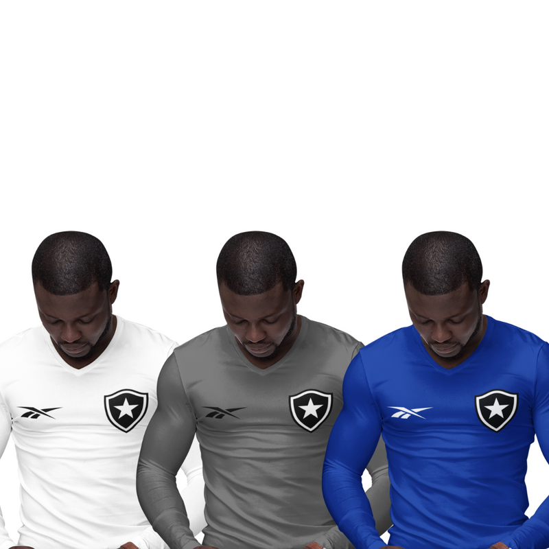 Kit 3 Camisas Térmicas Masculinas Tecido Ice Malha Fria com Proteção UV Fator 50+ Botafogo