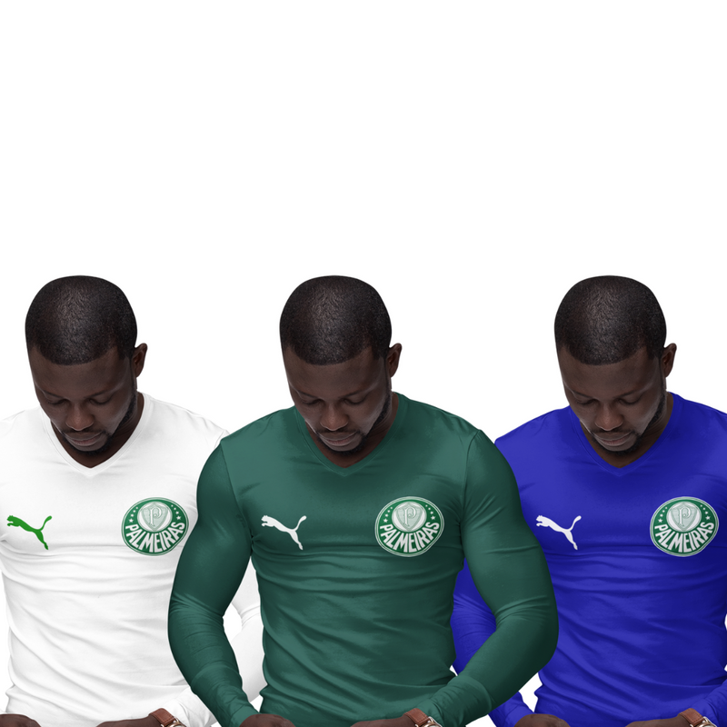 Kit 3 Camisas Térmicas Masculinas Tecido Ice Malha Fria com Proteção UV Fator 50+ Palmeiras