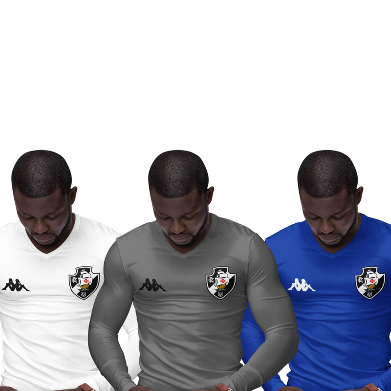 Kit 3 Camisas Térmicas Masculinas Tecido Ice Malha Fria com Proteção UV Fator 50+ Vasco da Gama