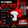 Kit 4 Camisas Masculinas TechFit Malha Fria Anti-Suor Proteção Solar Atlético-GO