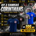 Kit 4 Camisas Masculinas TechFit Malha Fria Anti-Suor Proteção Solar Corinthians REF02