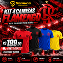 Kit 4 Camisas Masculinas TechFit Malha Fria Anti-Suor Proteção Solar Mengão CRF REF02