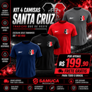 Kit 4 Camisas Masculinas TechFit Malha Fria Anti-Suor Proteção Solar Santa Cruz REF02