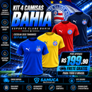 Kit 4 Camisas Masculinas TechFit Malha Fria Anti-Suor Proteção Solar Bahia REF03