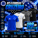 Kit 4 Camisas Masculinas TechFit Malha Fria Anti-Suor Proteção Solar Cruzeiro Estrelas