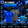 Kit 4 Camisas Masculinas TechFit Malha Fria Anti-Suor Proteção Solar Cruzeiro Estrelas REF02